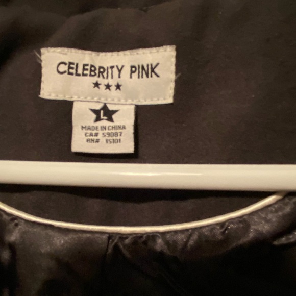 Celebrity Pink Color Block Coat With Detachable Sherpa Lined Fur Hood Like New - Picture 3 of 9